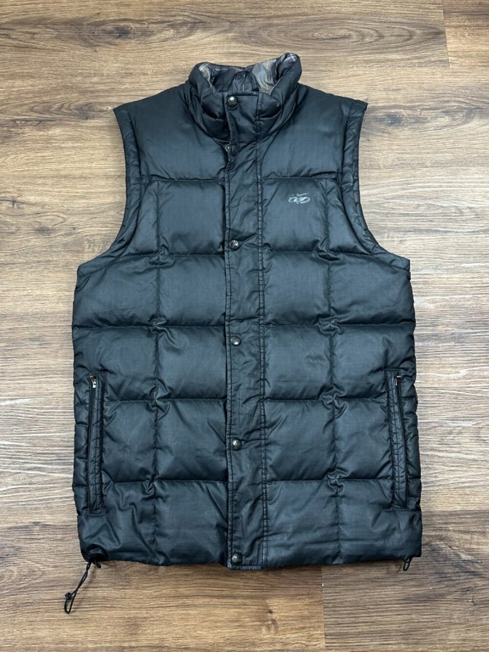 Nike SB Puffer Vest Mens Small Black 6.0 Full Zip Pockets Logo Skate